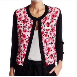 kate spade mini rose pink black cardigan sweater size small like new no tags